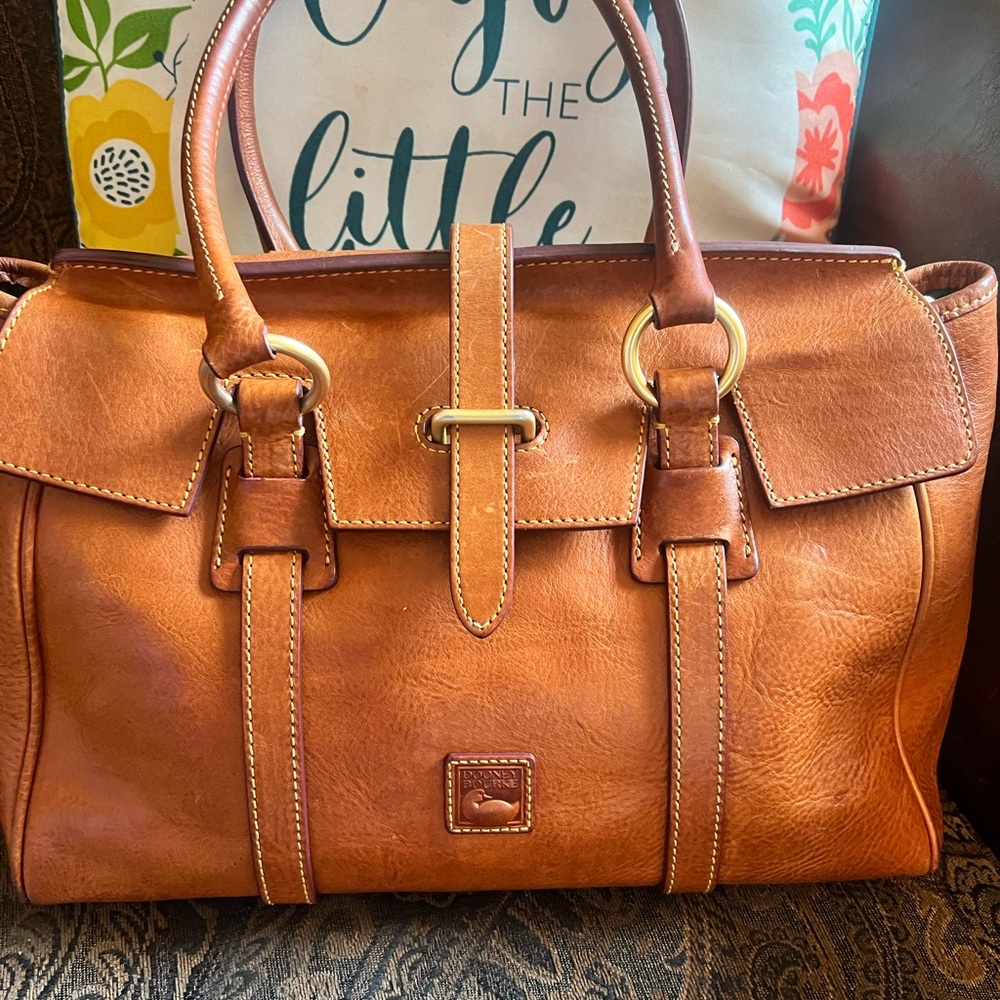 Dooney & Bourke Florentine Tab Collar Satchel in Natural
